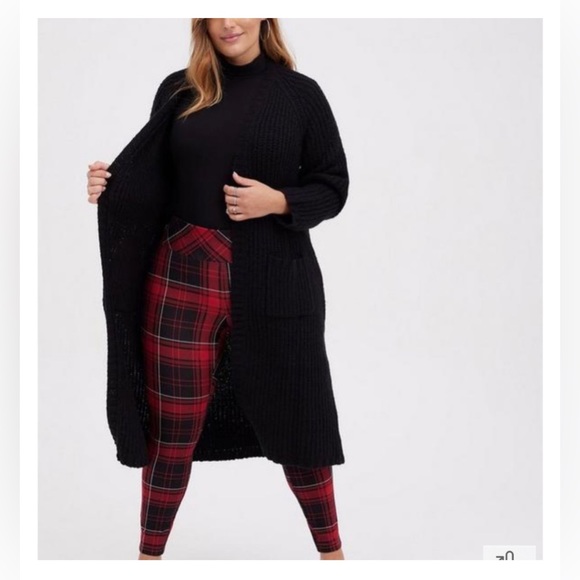 ⭐️ NWT Torrid Black Chunky Knit Wool Duster Cardigan Sweater - Picture 2 of 8